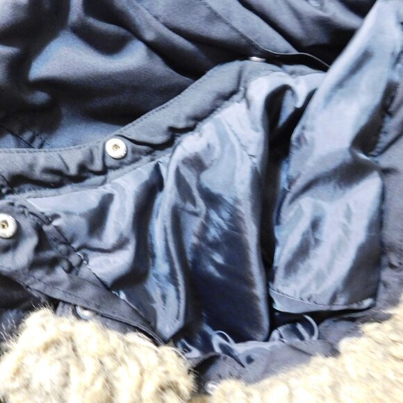 Swiss Tech Kids Parka Coat Black with Faux Fur Hood Size 6-7 - Picture 6 of 8